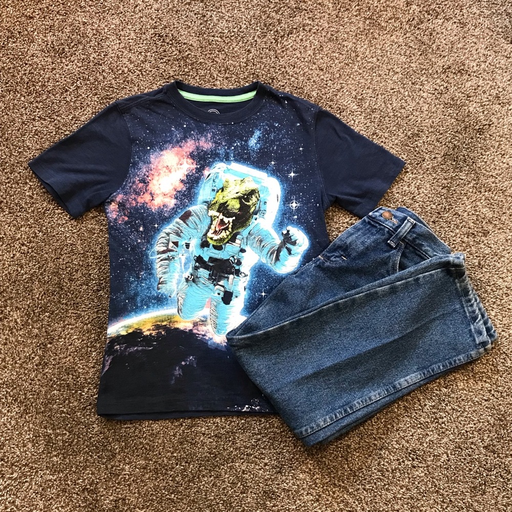 Boys outfit Wonder Nation Shirt with Jean Pants Size 8